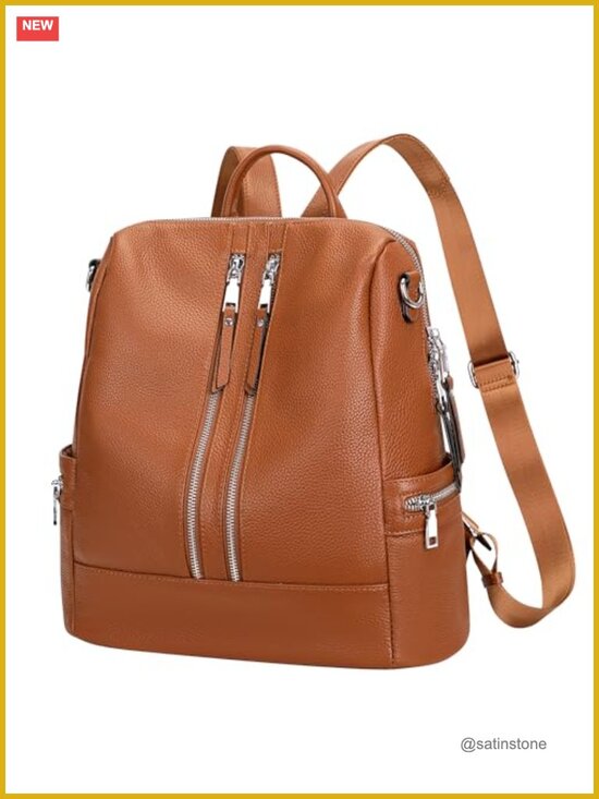 Genuine Leather Backpack Purse Convertible Shoulder Crossbody Daypack main image 3